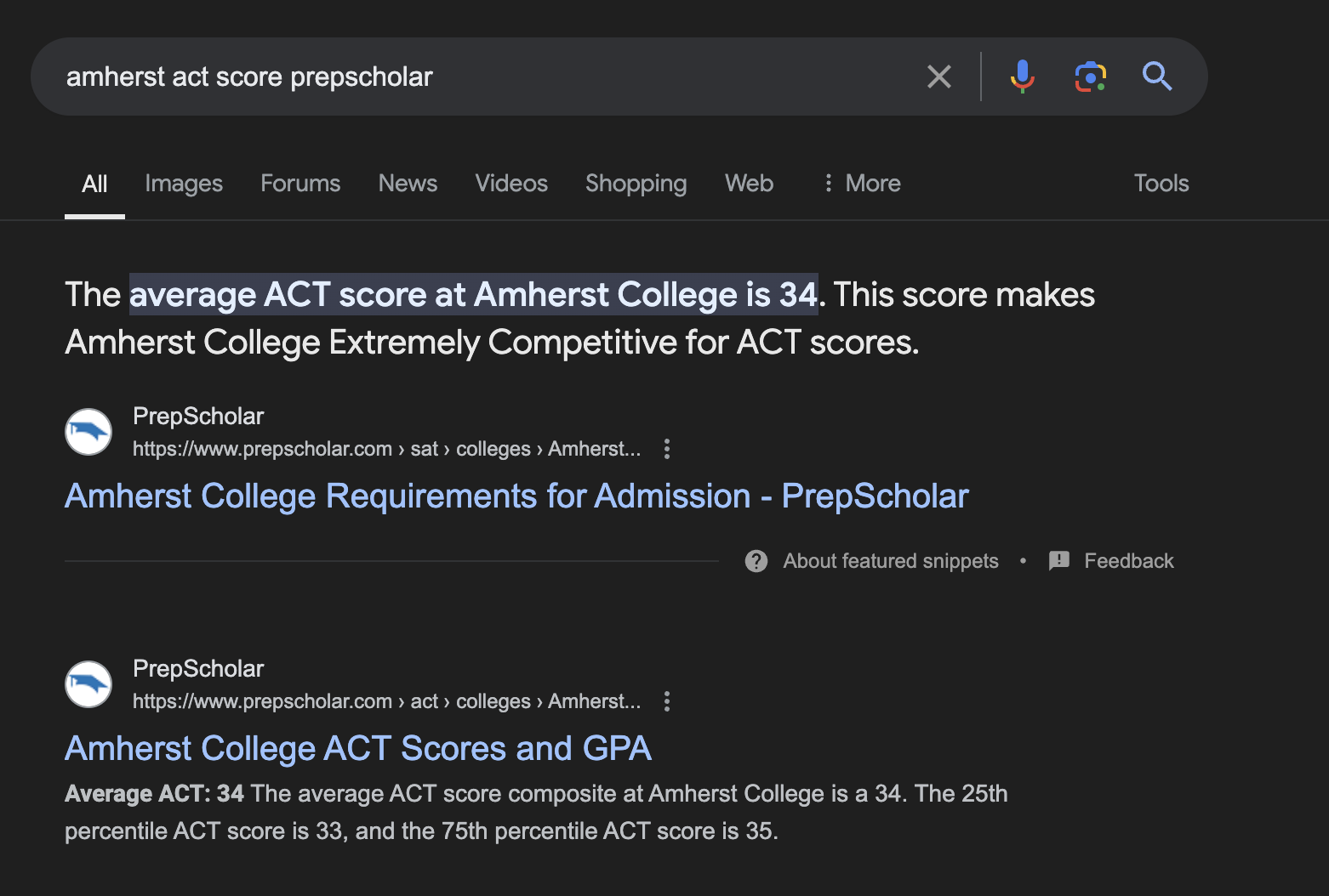 sample act score prepscholar search